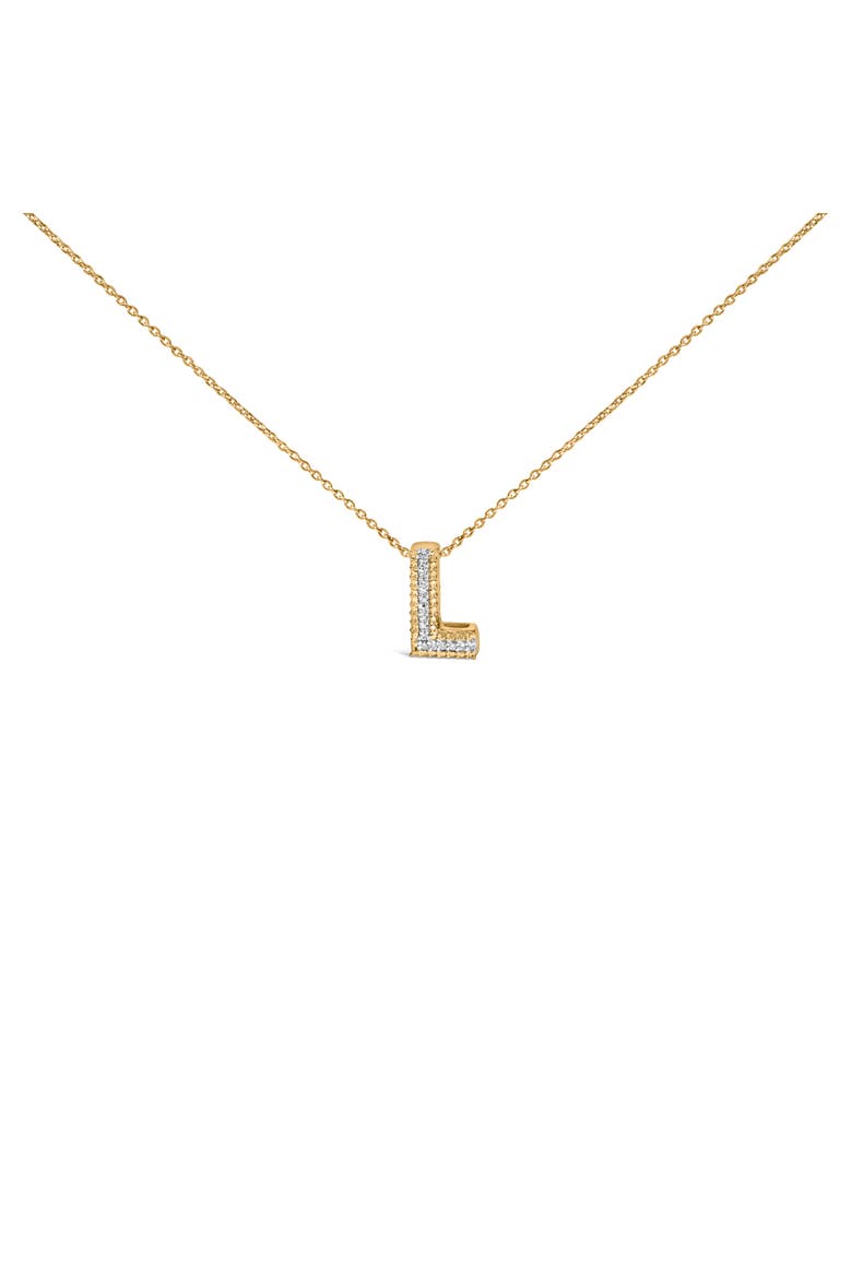Yellow Gold Vermeil Diamond Accent "A-Z" Initial Bubble Pendant Necklace, Main, color, L
