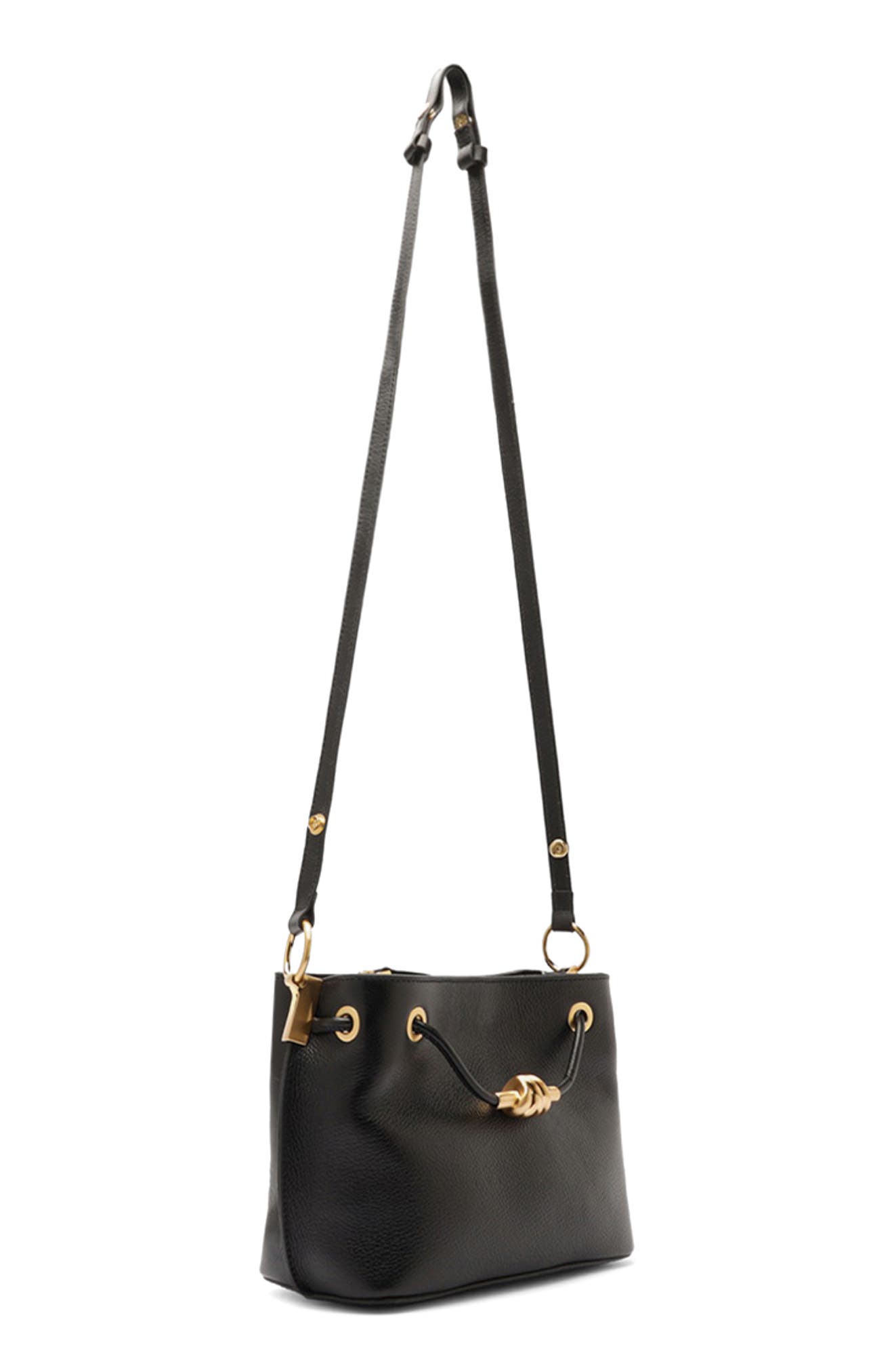 Arezzo Small Daphne Leather Crossbody Bag, Alternate, color, Black