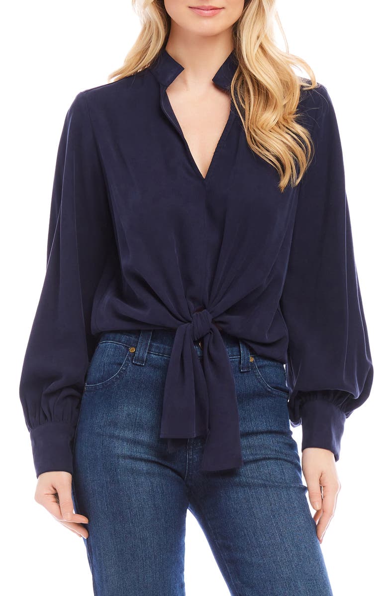 Karen Kane Tie Front Twill Top, Main, color,