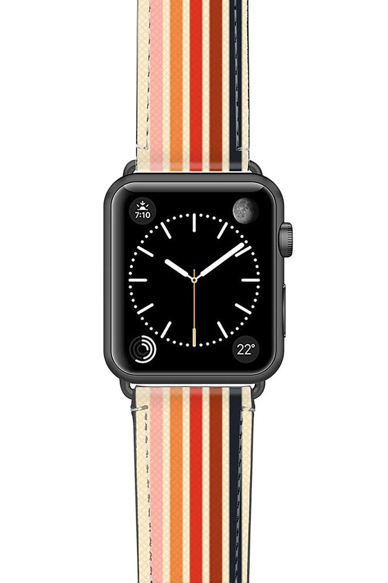 Retro Faux Leather Apple Watch® Watchband, Main, color, SPACE GREY