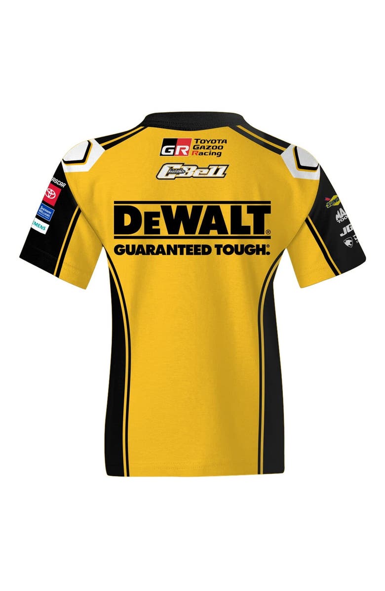 JOE GIBBS RACING TEAM COLLECTION Youth Joe Gibbs Racing Team Collection  Yellow Christopher Bell DeWalt Uniform T-Shirt, Alternate, color, 