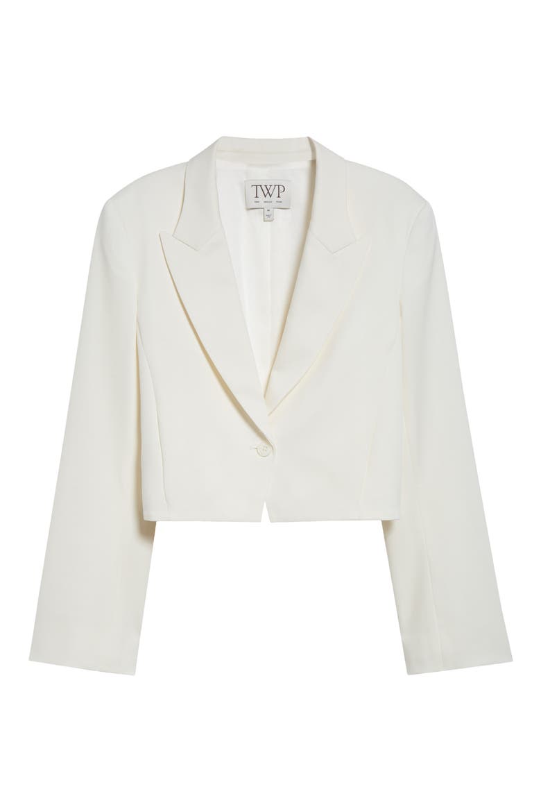 Stretch Cotton & Wool Blazer with Pleat Placket, Alternate, color, IVORY