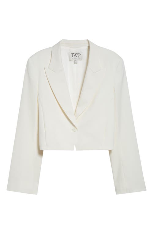 Twp Stretch Cotton & Wool Blazer With Pleat Placket In Ivory