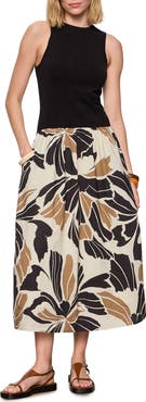 Sanctuary Sandbar Mixed Media Floral Print Midi Dress