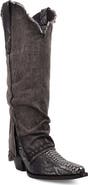Dingo Knee High Denim & Snakeskin Embossed Western Boot