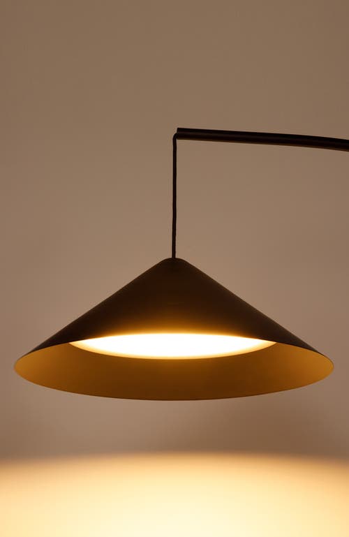 Brightech Devin 66" Modern Led Arc Floor Lamp With Hanging Black Metal Shade In Black