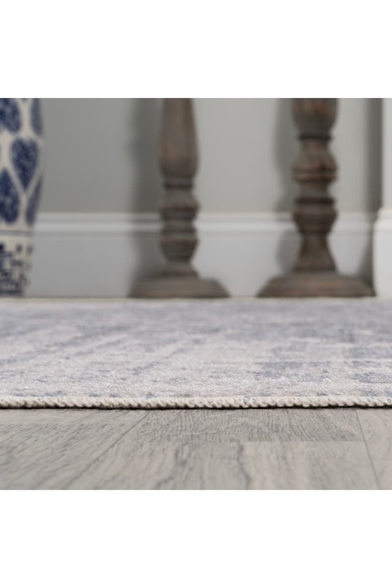 Shaii Global Medallion Low-Pile Machine-Washable Area Rug, Alternate, color, Blue/Light Gray