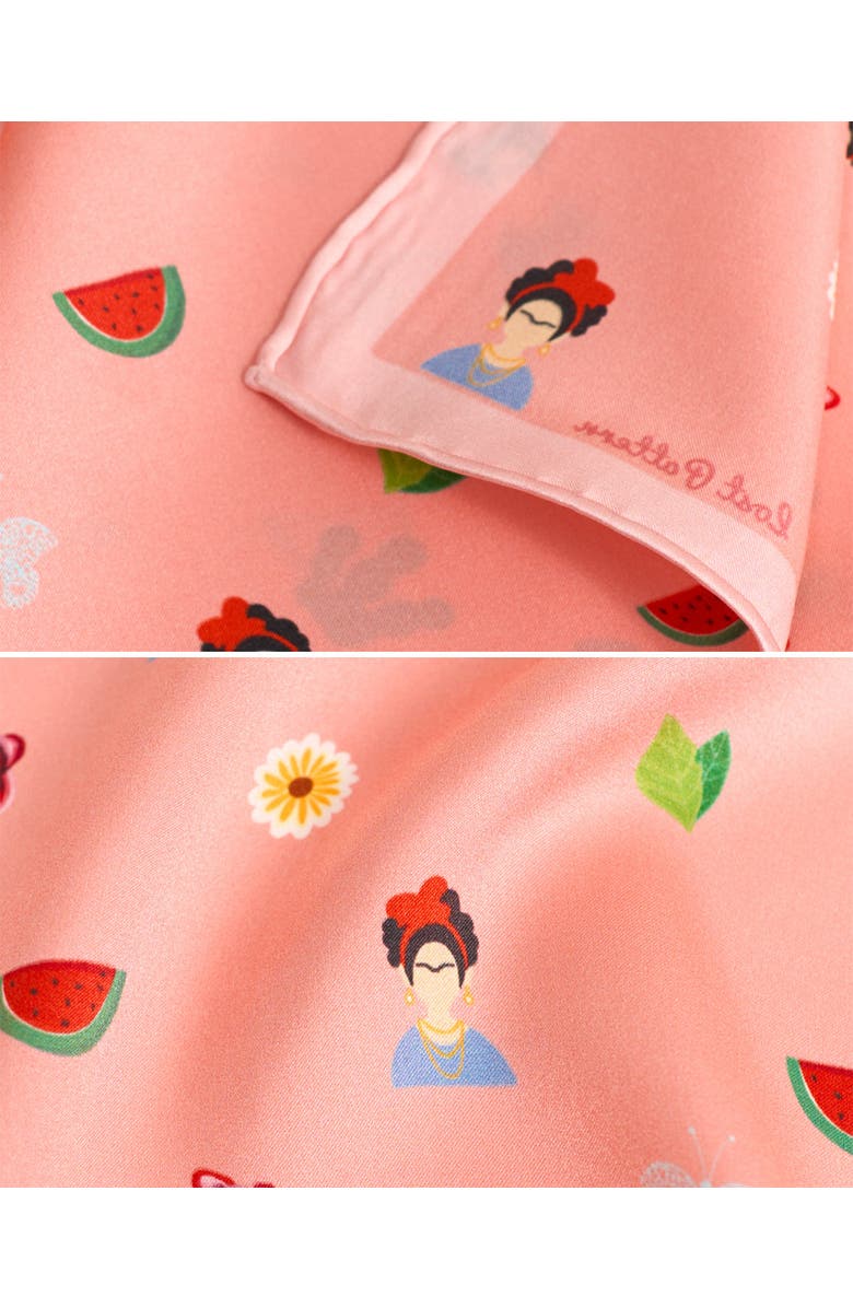 Lost Pattern "Frida's Desert Bloom" Silk Bandana Scarf, Alternate, color, Pink