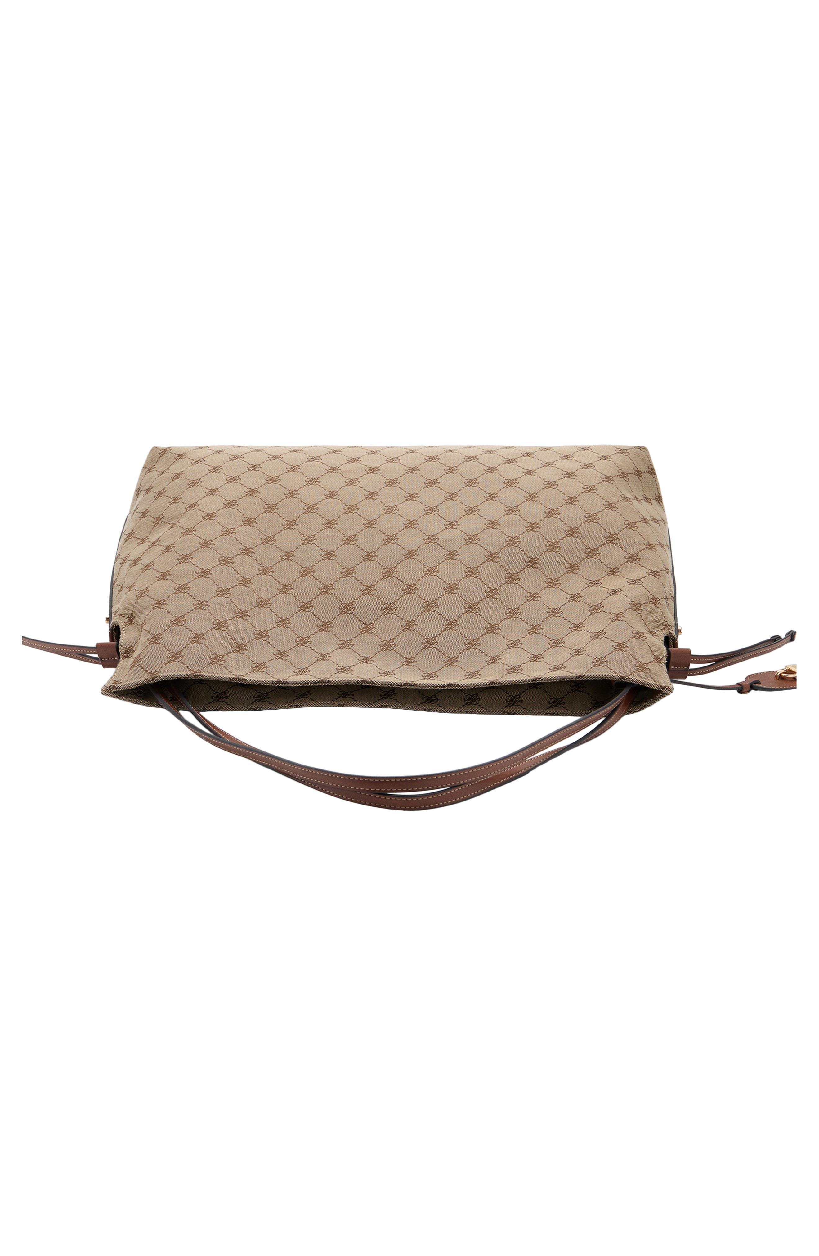 MANGO Logo Jacquard Bucket Bag, Alternate, color, Leather