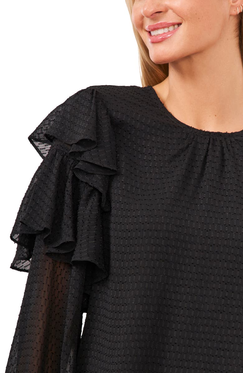 CeCe Ruffle Geo Clip Blouse, Alternate, color, 