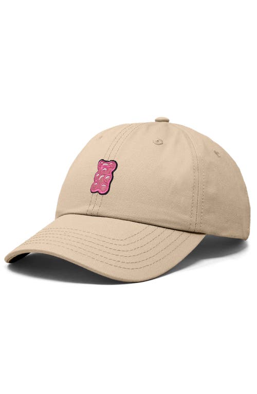 Dalix Pink Gummy Embroidered Casual Cap In Khaki