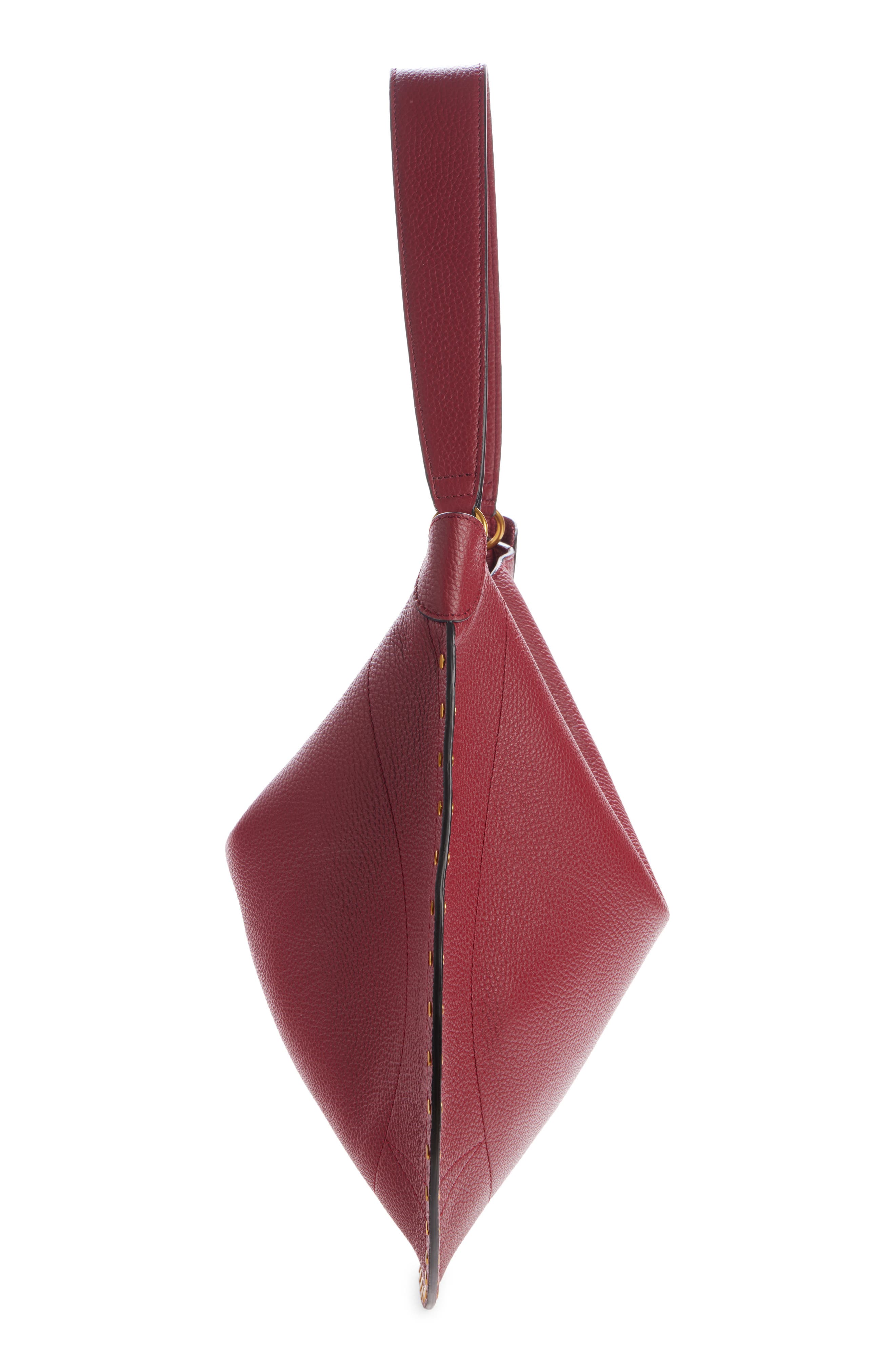 Oskan Soft Leather Hobo Bag, Alternate, color, DARK RED 70DR