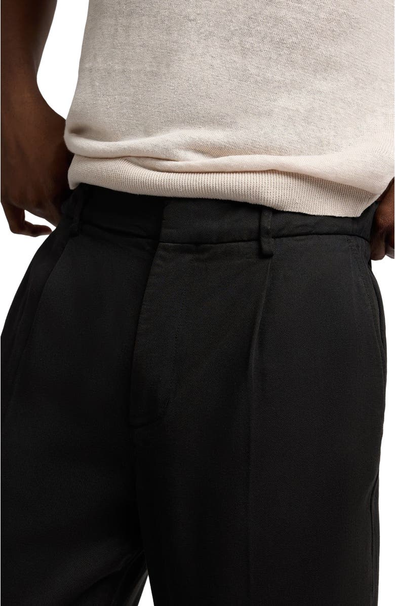 Onia Pleated Lyocell Trousers, Alternate, color, Black