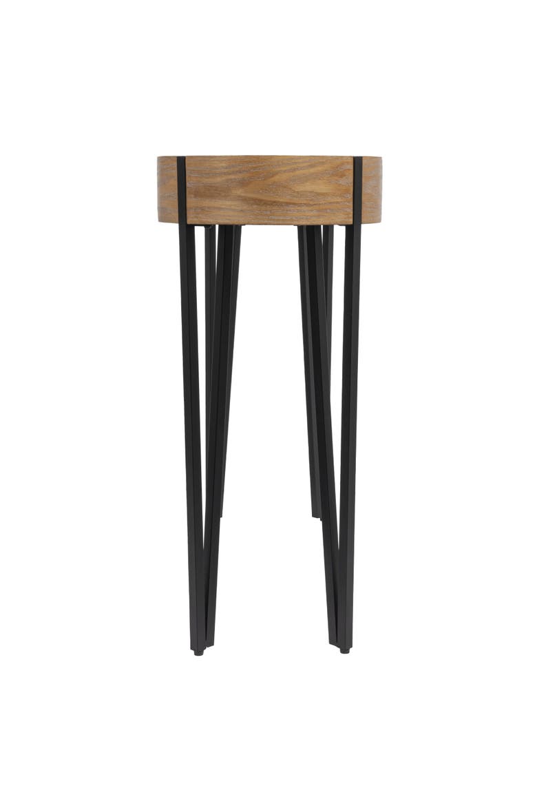 Astoria Wood Console Table with Metal Hairpin Legs, Natural and Black, Alternate, color, Natural
