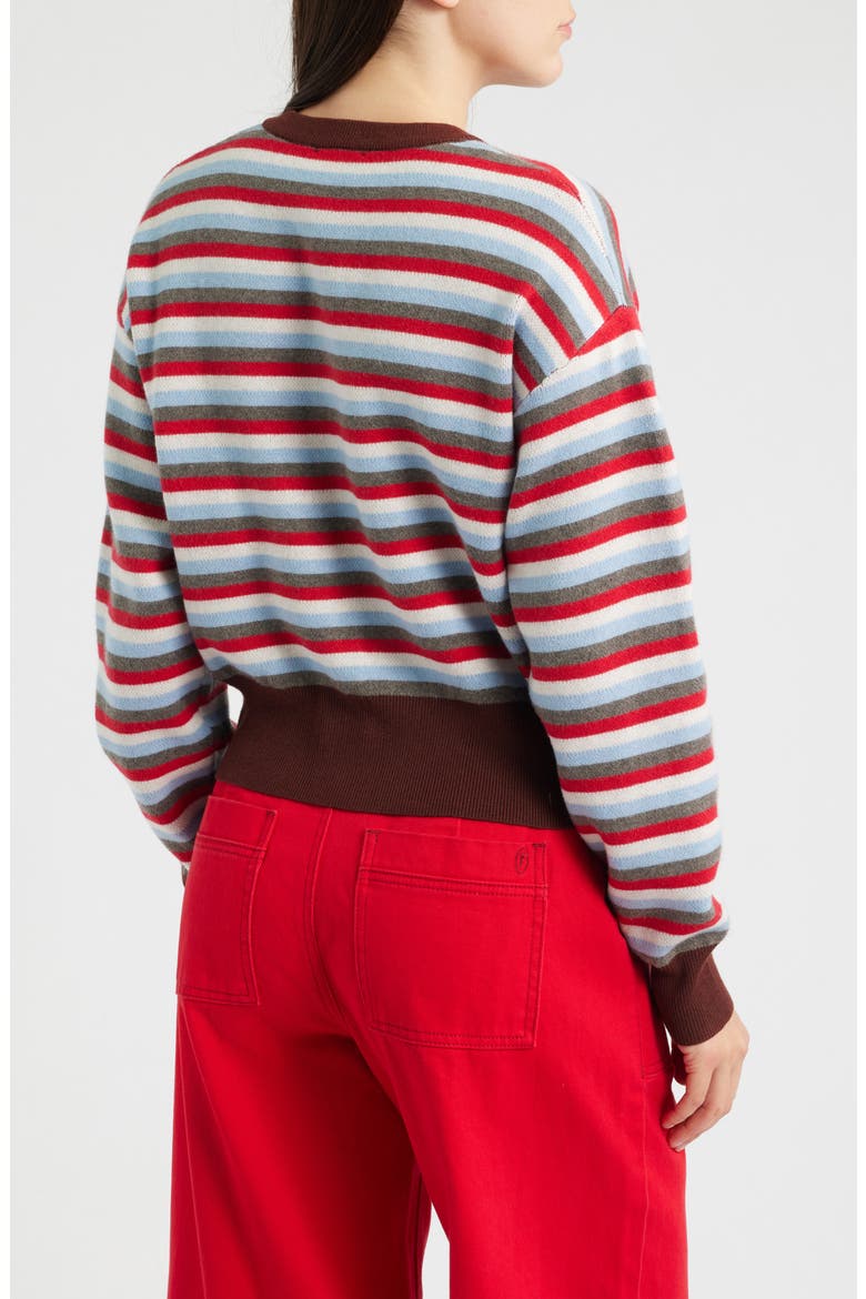 Shibuya Striped Cardigan, Alternate, color, ROUGE