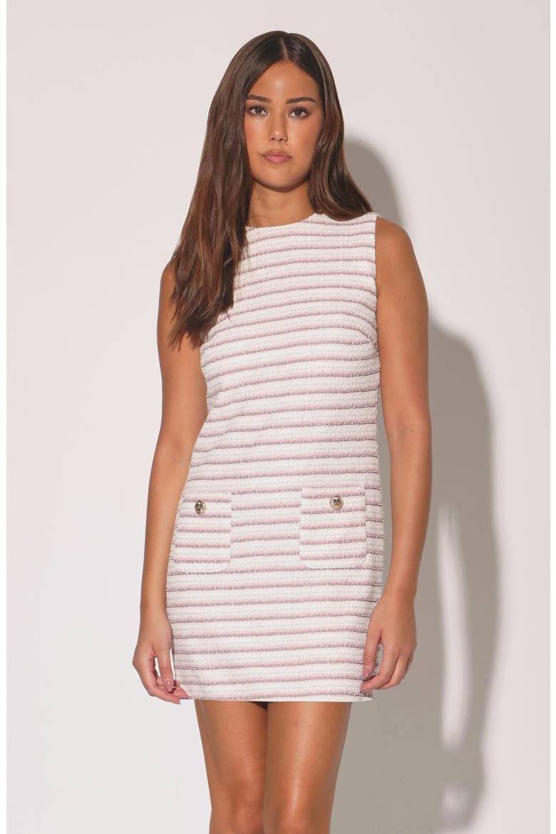 Dominque Stripe Sleeveless Tweed Dress, Alternate, color, BAYSIDE TWEED