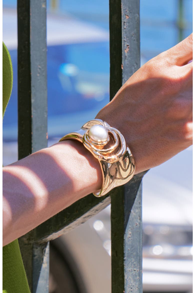 Dawn Light Bangle, Alternate, color, Gold & White