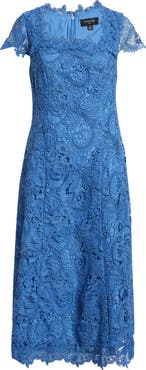 Tahari ASL Corded Lace Cocktail Midi Dress