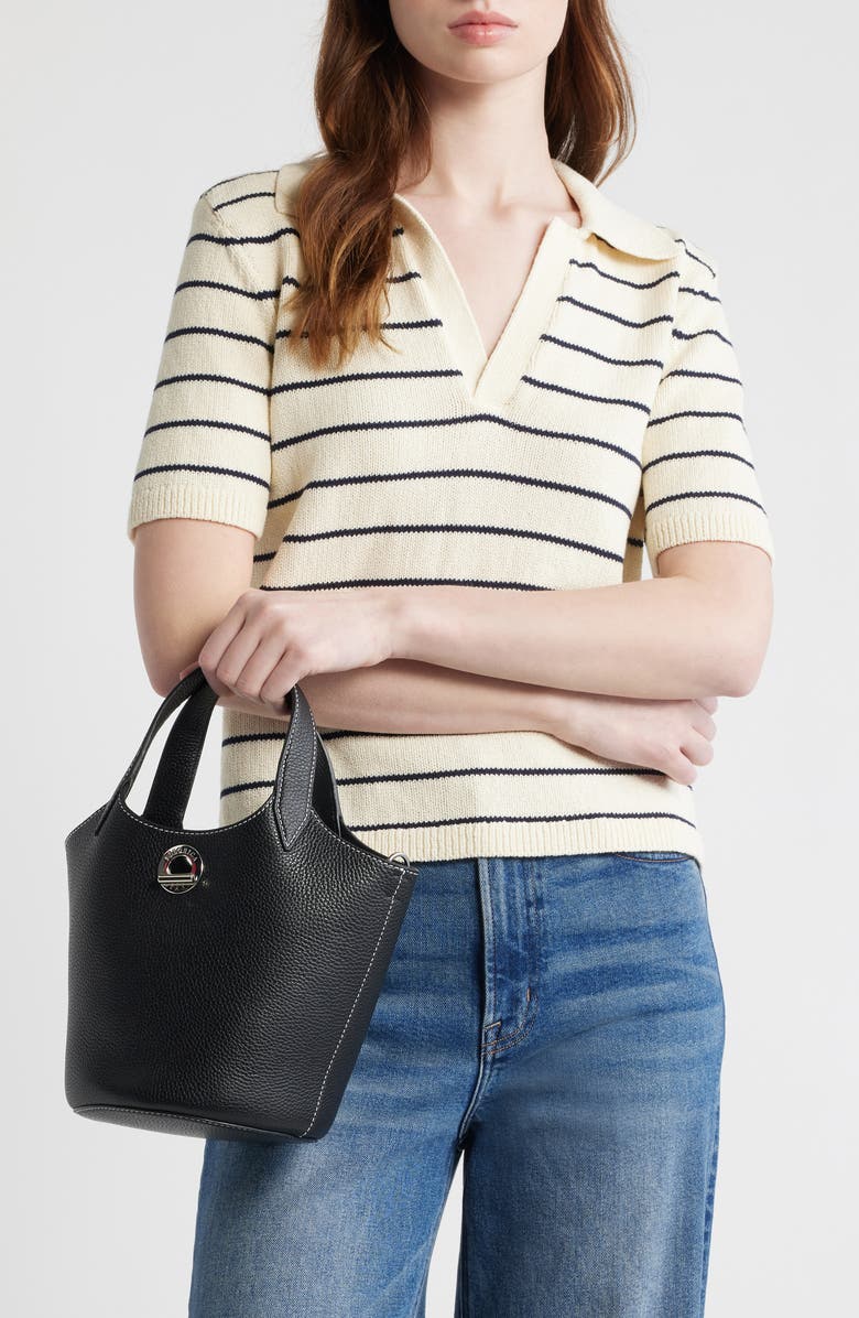 Veronica Beard Anchor Bucket Crossbody Bag, Alternate, color, Black