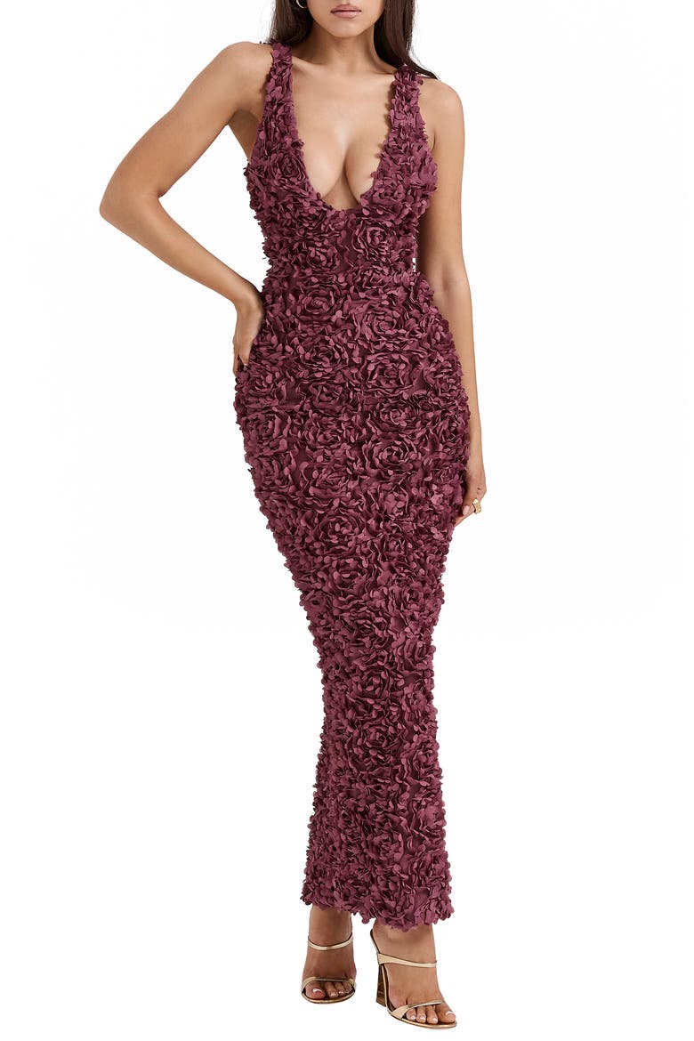 Carena Flower Appliqué Gown, Main, color, NOCTURNE