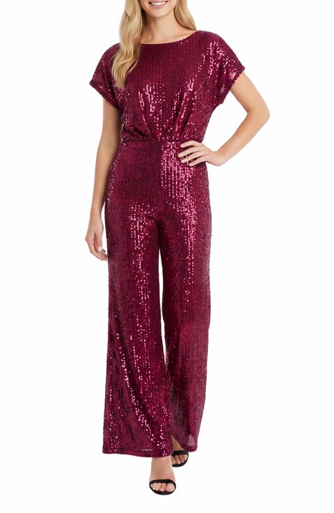 Sequined Cap Sleeve Jumpsuit