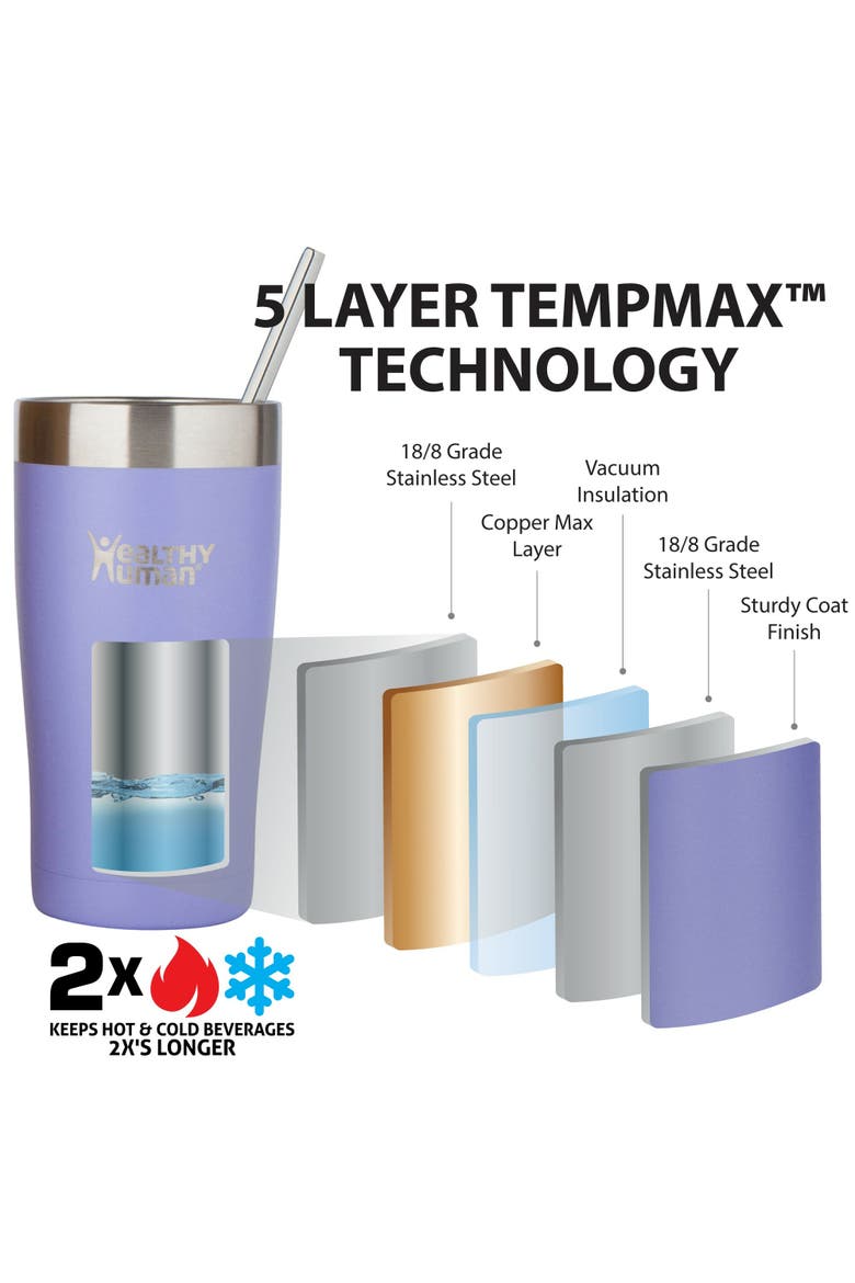 Stainless Steel Tumbler with Straw, 12 oz Lilac, Alternate, color, Purple