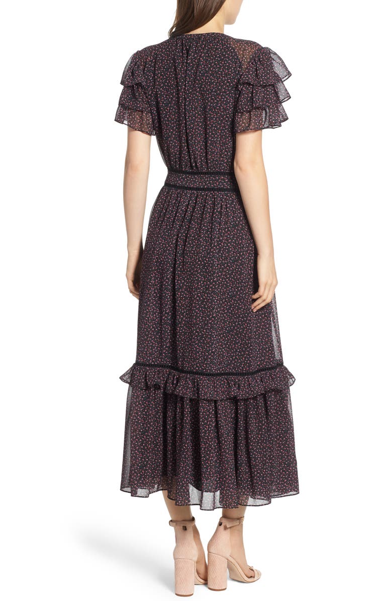 Rebecca Minkoff Patricia Ruffle Midi Dress, Alternate, color,