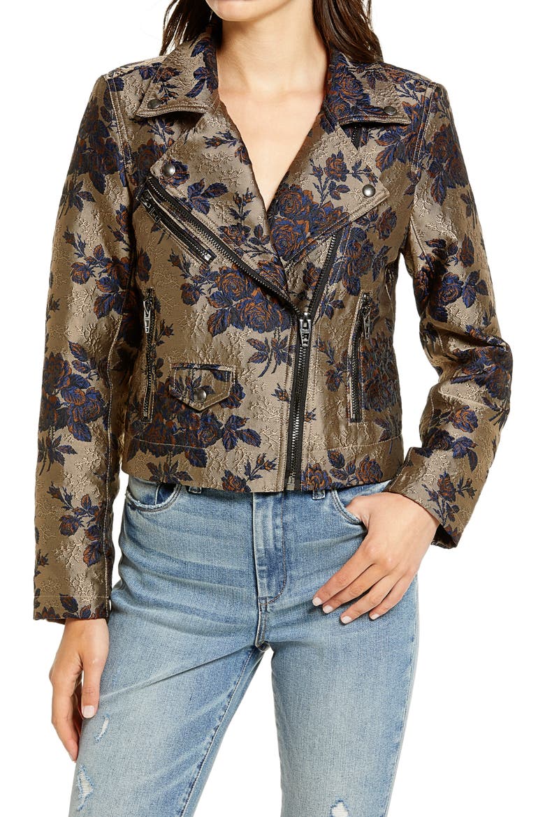 Floral Brocade Moto Jacket, Alternate, color, HOLLYWOOD STARDUST