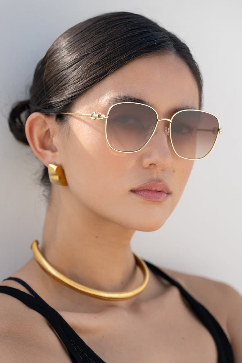 Lea Square Sunglasses, Alternate, color, Gold / Brown