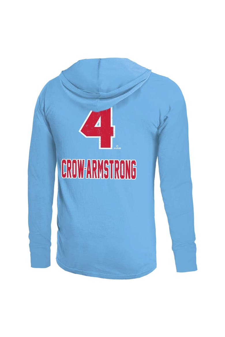 Men's Majestic Threads Pete Crow-Armstrong Light Blue Chicago Cubs Lightweight Name & Number Hoodie, Alternate, color, Light Blue