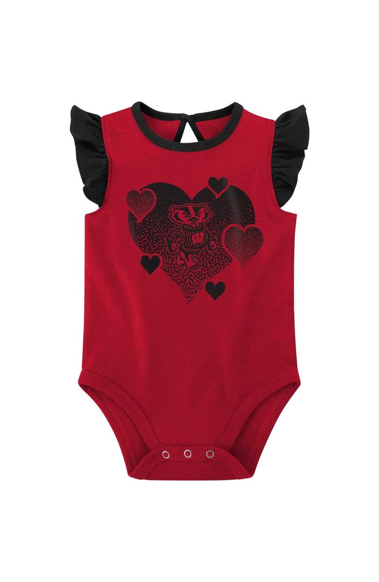 Outerstuff Girls Newborn & Infant Red/Black Wisconsin Badgers Spread the Love 2-Pack Bodysuit Set, Alternate, color, Red