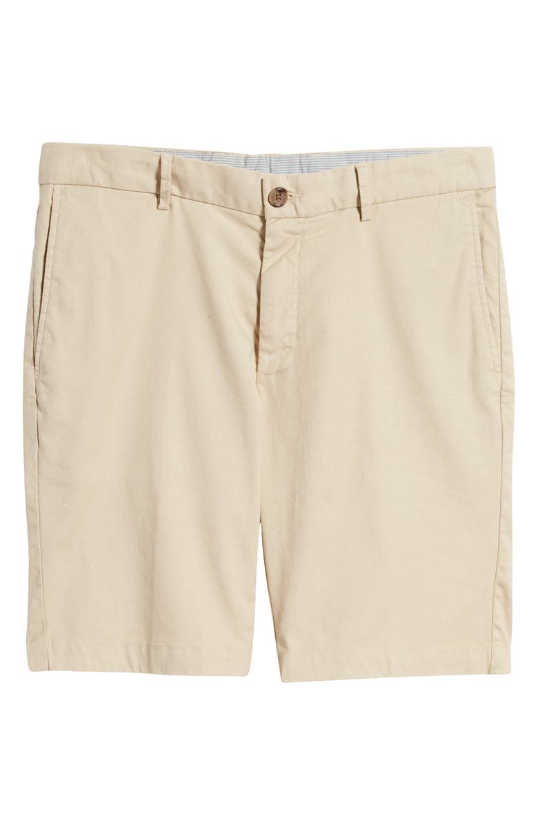 Scott Barber Flat Front Stretch Linen & Cotton Shorts, Alternate, color, Khaki