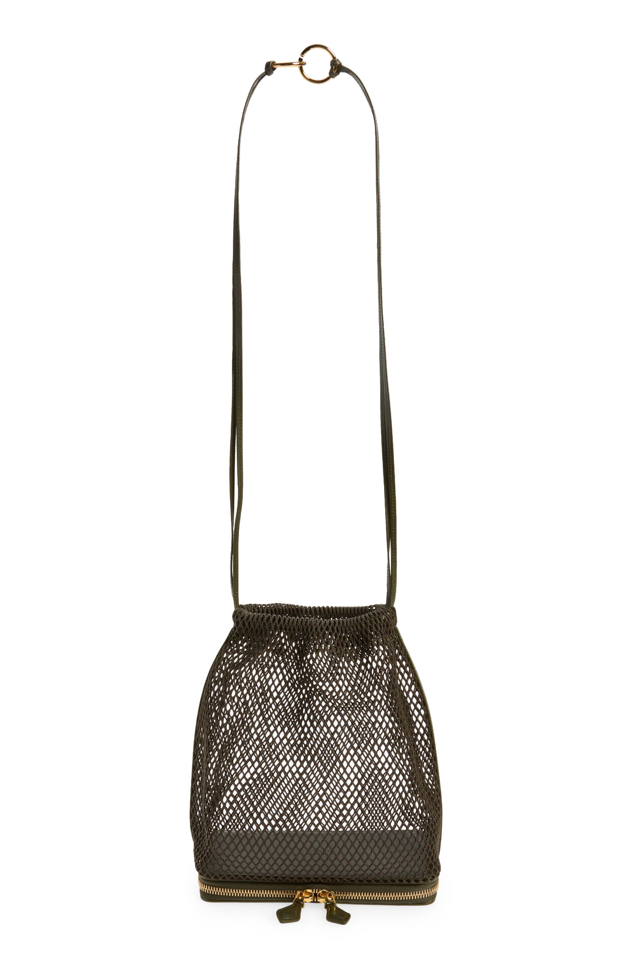 Le Pochon Fishnet Shoulder Bag, Main, color, VERT CAMOUFLAGE U21
