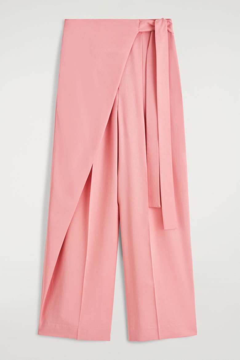 Fluid Wrap-Front Pants, Alternate, color, PINK