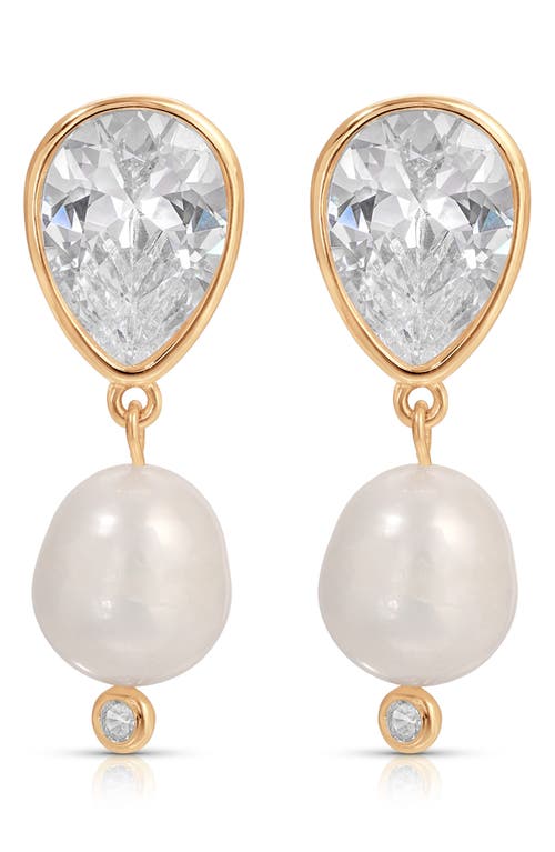 Ettika Eternal Gleam Cubic Zirconia & Freshwater Pearl Drop Earrings In Metallic