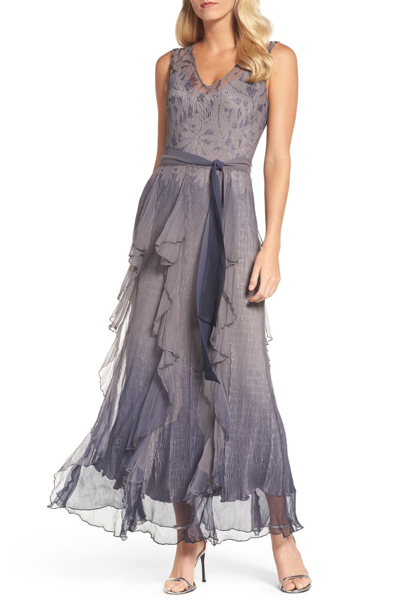Print Sash Maxi Dress, Alternate, color, CONCRETE BLUE