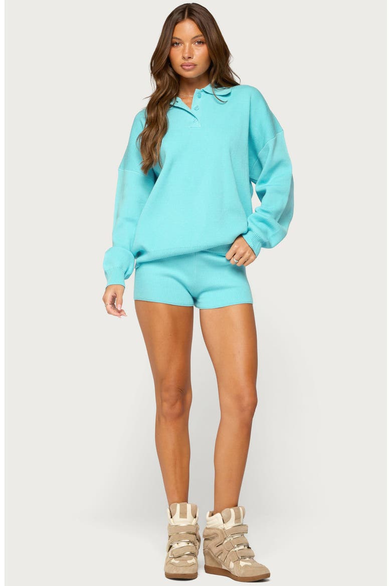 Lorie Oversized Polo Sweater, Alternate, color, TURQUOISE