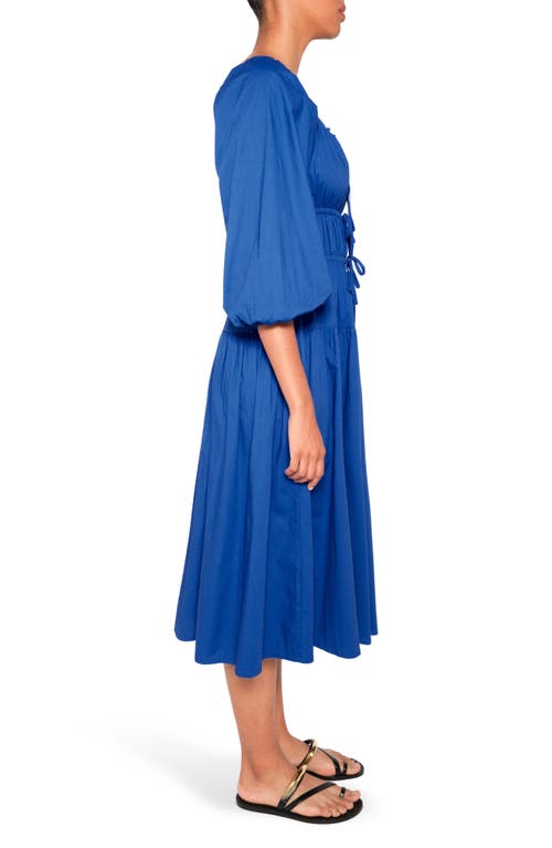 The Lulo Project New Bahia Tiered Cotton Midi Dress In Blue