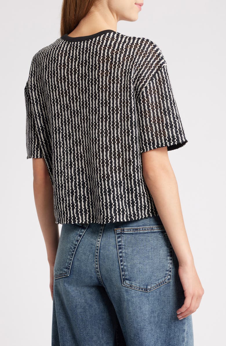 rag & bone Gigi Stripe Knit Crop T-Shirt, Alternate, color, Black Multi