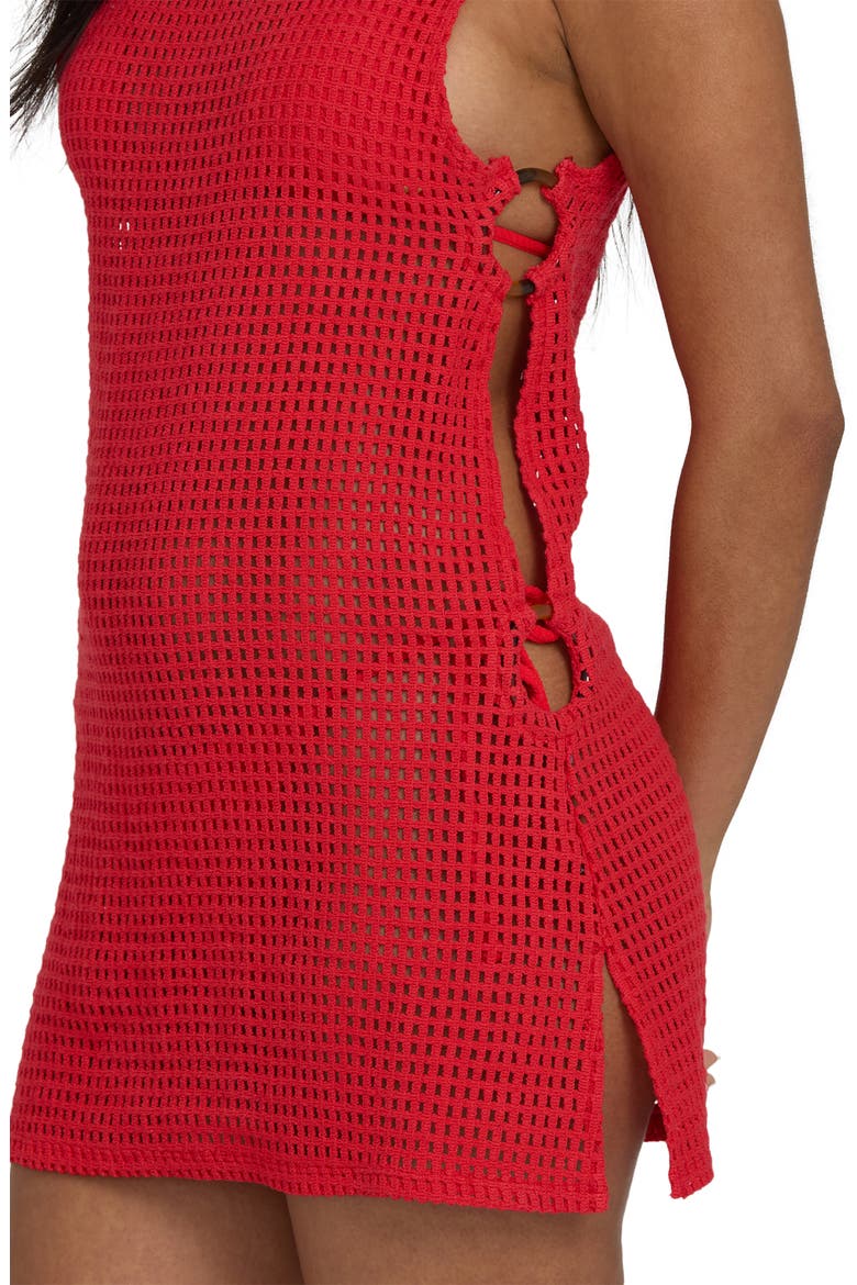 Rising Tides Open Stitch Cover-Up Dress, Alternate, color, FIESTA RED