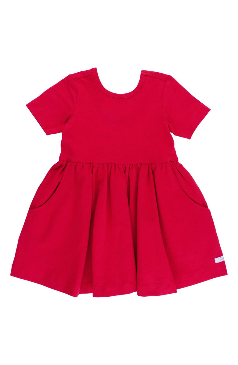 RuffleButts Sold Short Sleeve Skater Dress, Main, color, Red