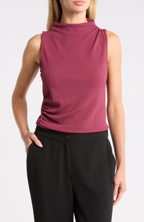 Textured Boat Neck Sleeveless Top