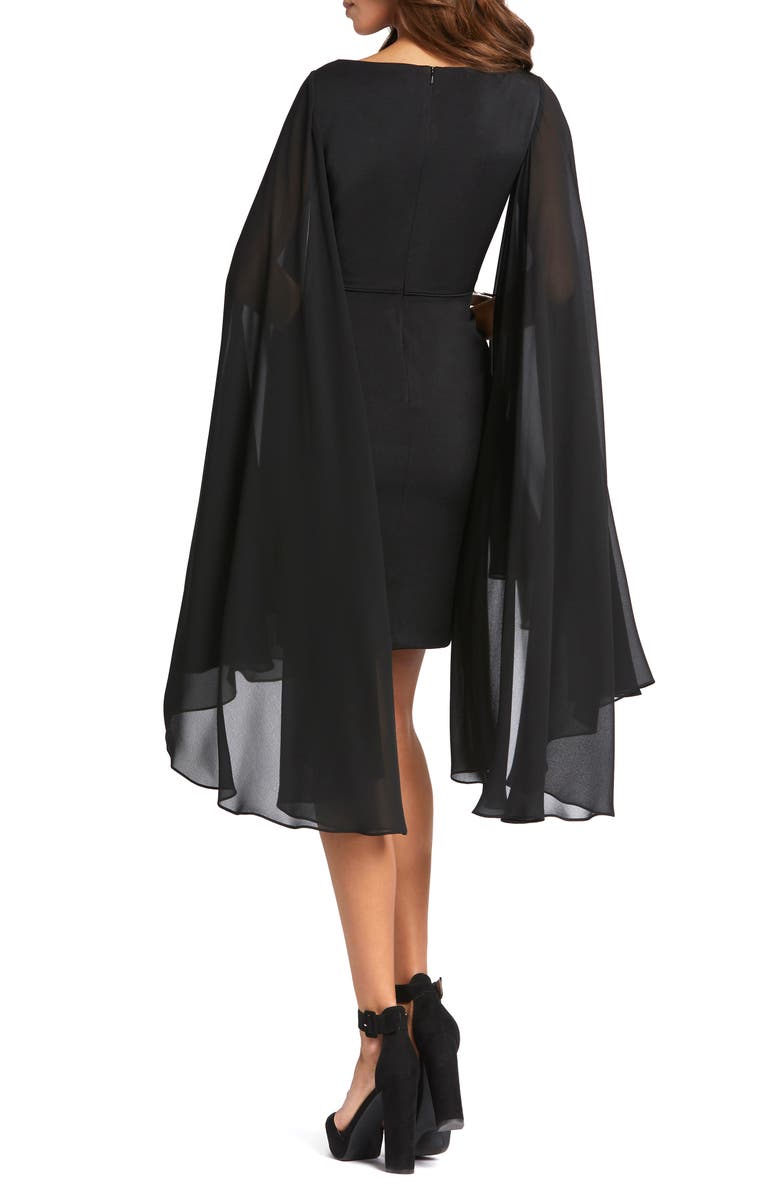 Mac Duggal Cape Sheath Cocktail Dress, Alternate, color, 