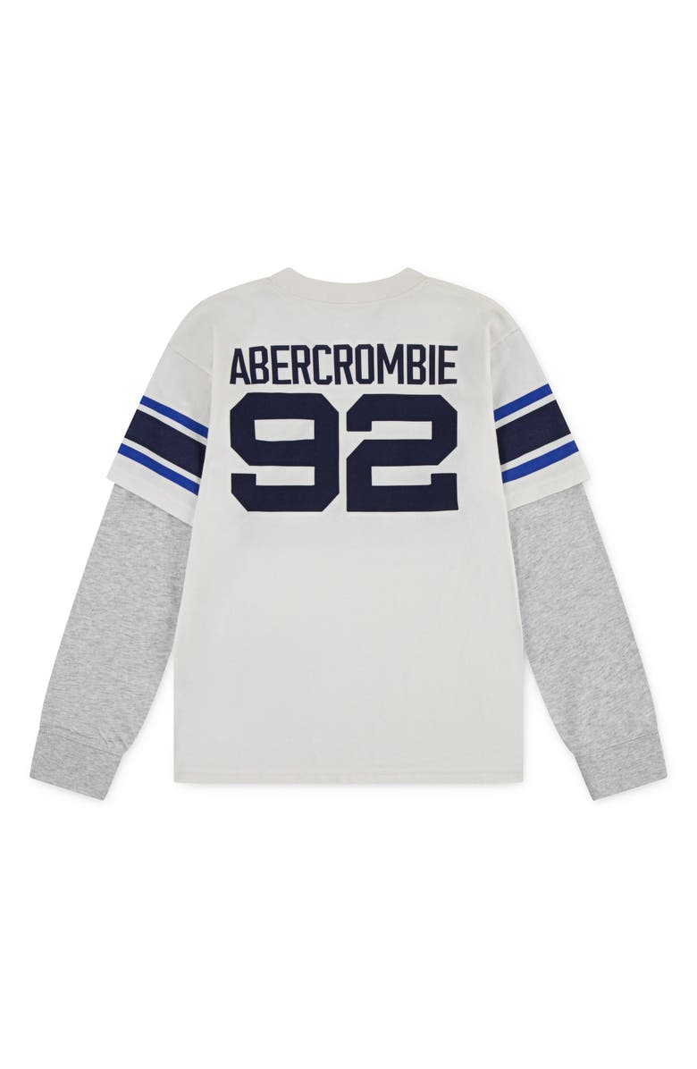 abercrombie kids Kids' Long Sleeve Football Hangdown Graphic T-Shirt, Alternate, color, Jet Stream