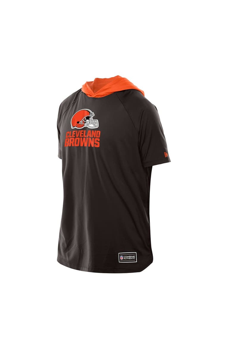 Men's New Era  Brown Cleveland Browns Combine Authentic Hooded Raglan Short-Sleeve T-Shirt, Alternate, color, Brown