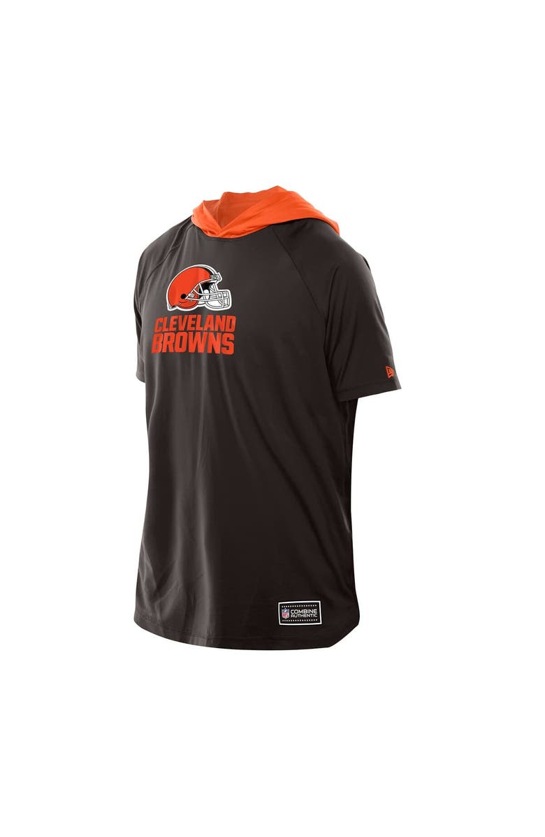 New Era Men's New Era Brown Cleveland Browns Combine Authentic Hooded Raglan Short-Sleeve T-Shirt, Alternate, color, Brown
