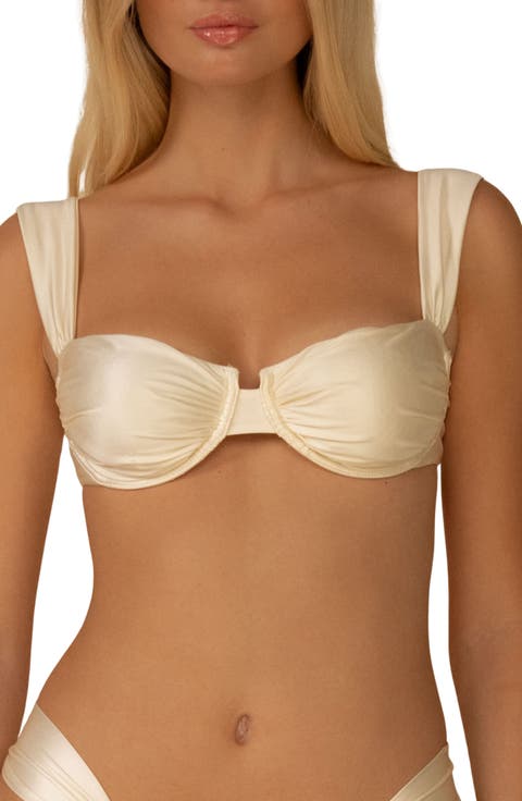 Cream Silkie Bella Underwire Satin Bikini Top