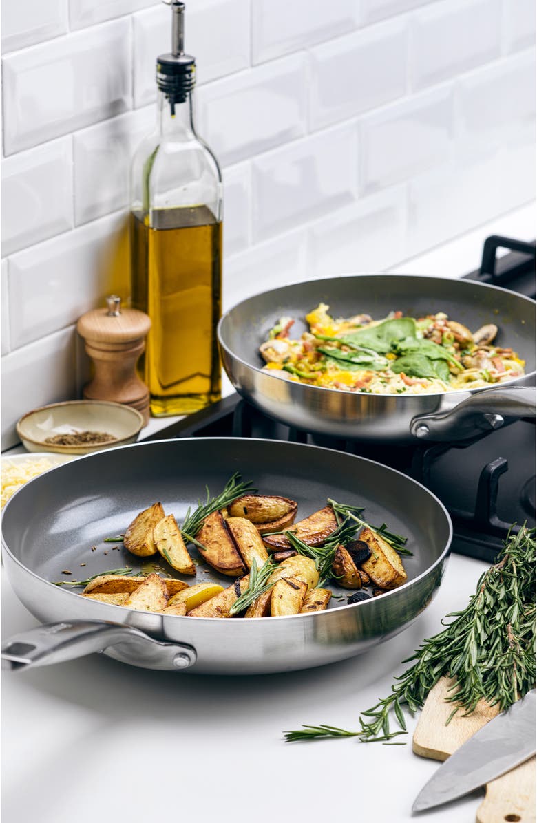 GreenPan Chatham Hard Anodized Ceramic Nonstick Frying Pan Set, Alternate, color, Stainless Steel