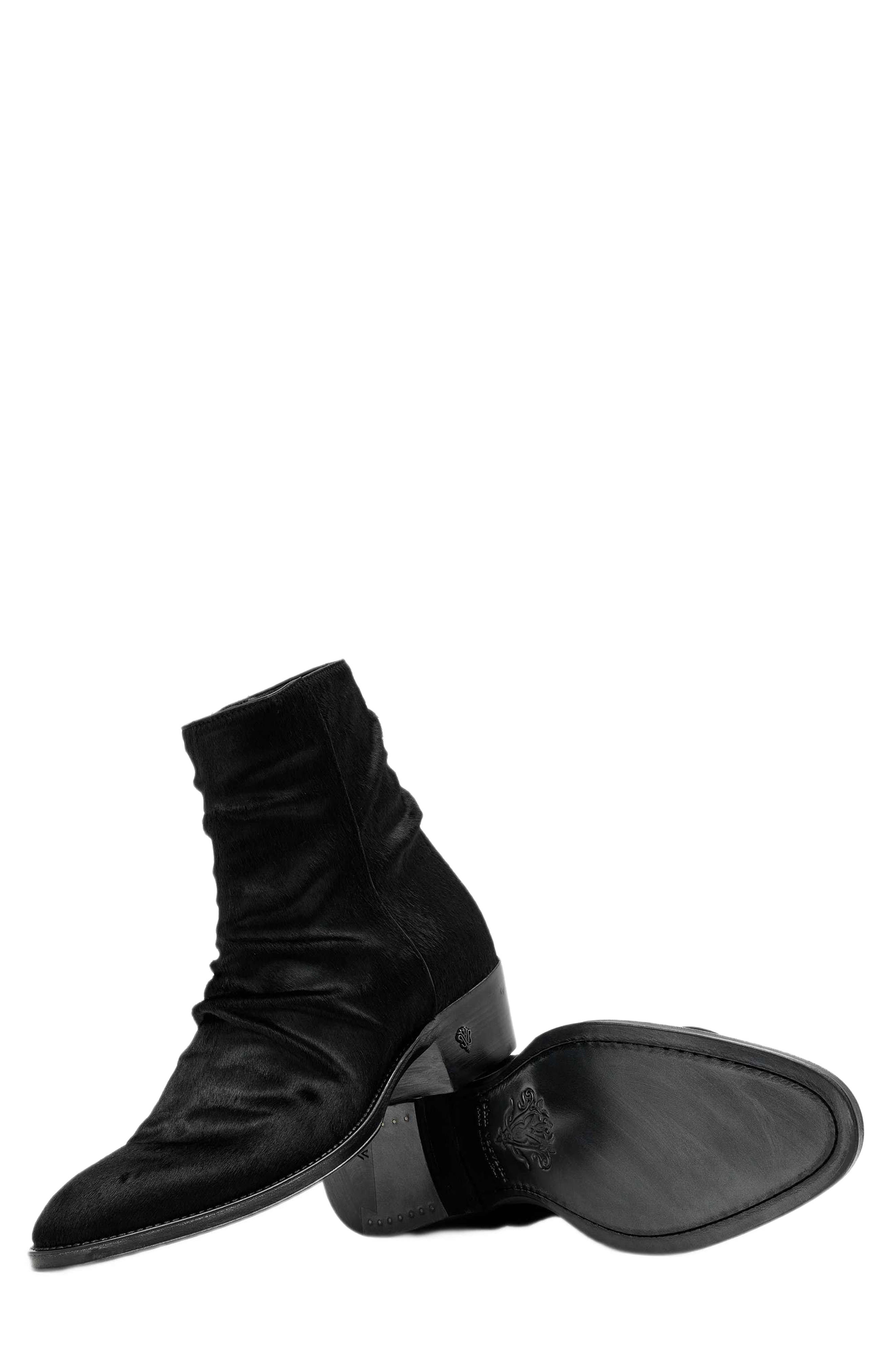 Two Five Two Genuine Calf Hair Zip Boot, Alternate, color, BLACK