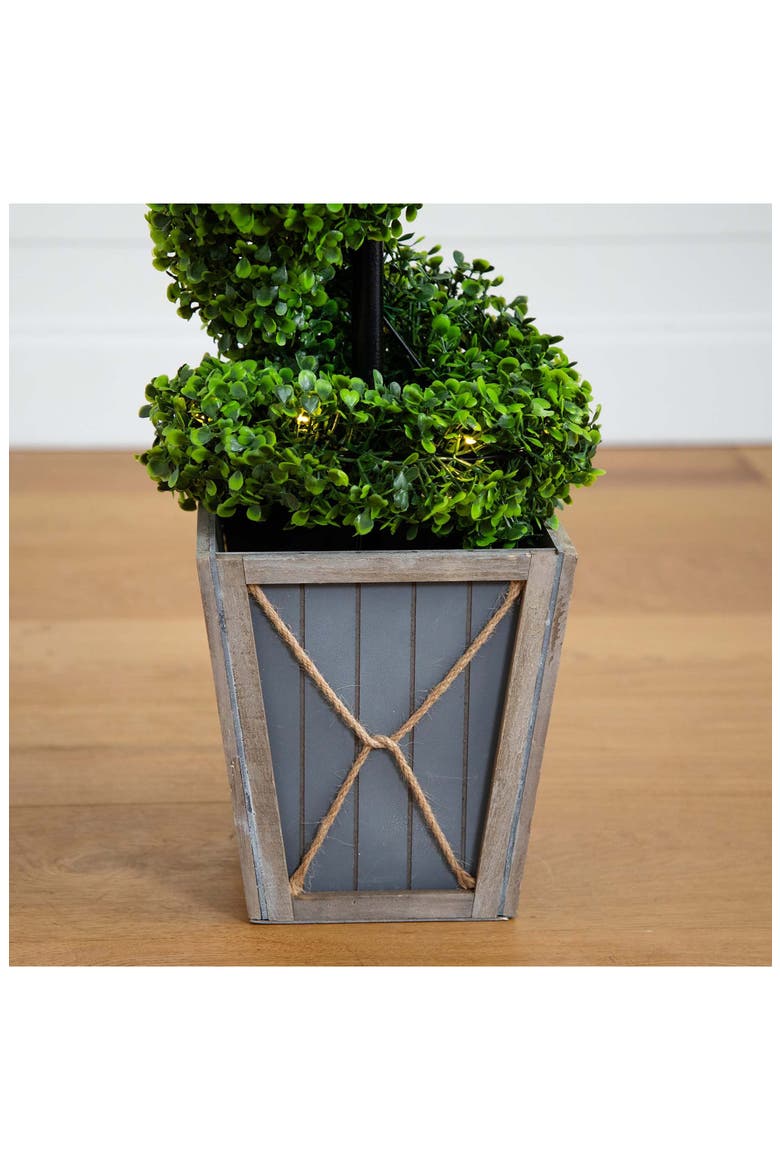 Triangular Boxwood NEARLY NATURAL 45-Inch UV Resistant Artificial Boxwood Spiral Topiary ...